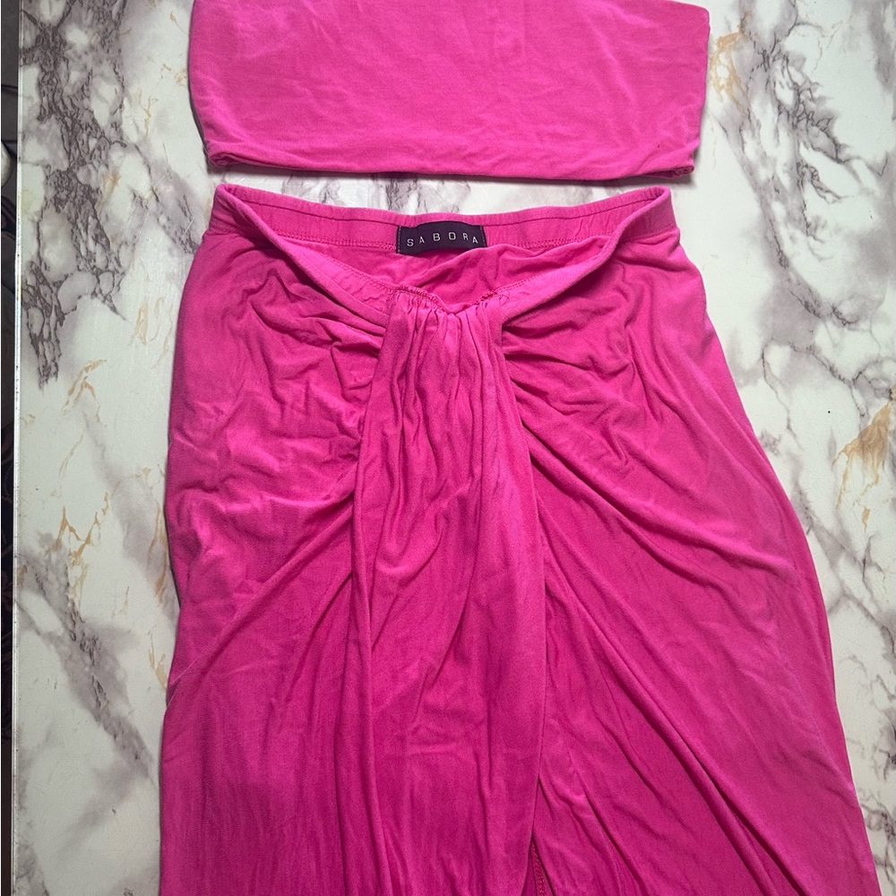 Sabora Vibrant Pink Skirt Set